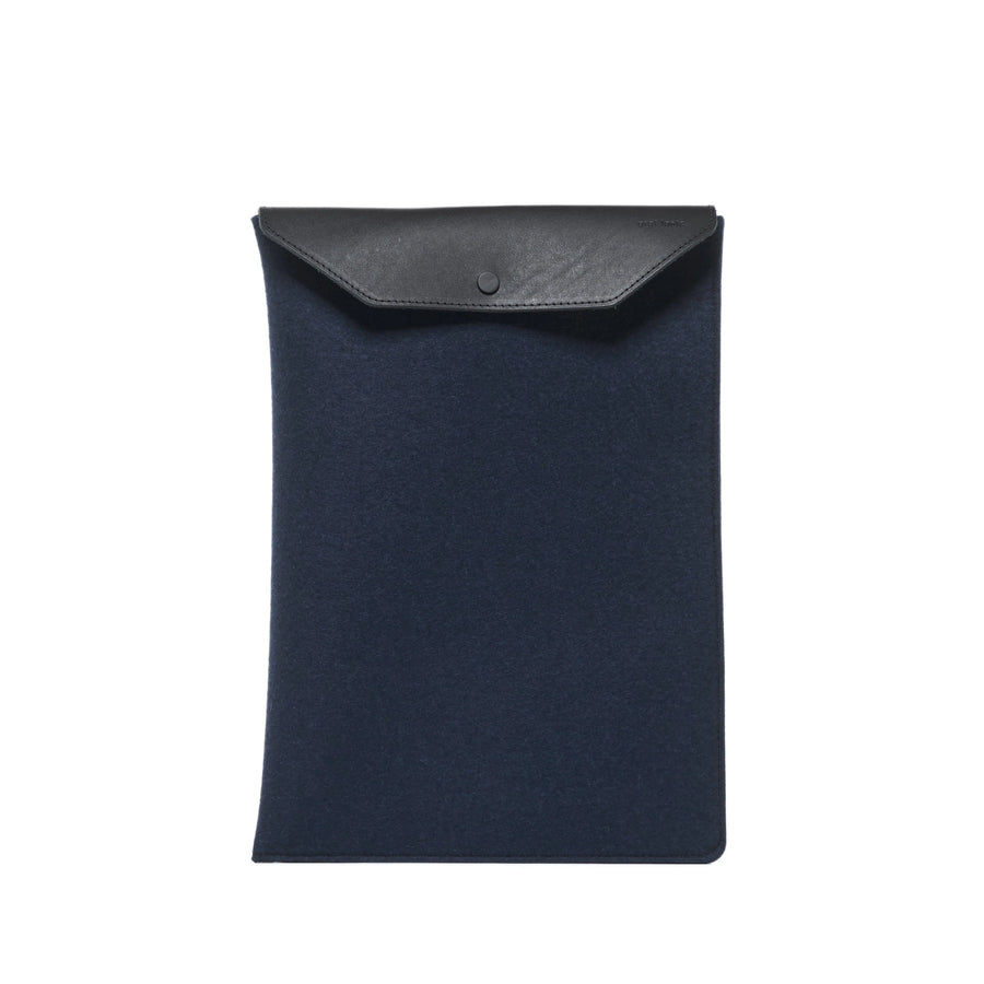 Laptop Sleeve 13" - Marine ,Black Leather - TheHans