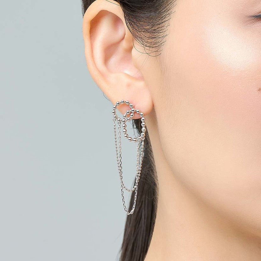 Mixed-circular Double Chain Drop Earrings