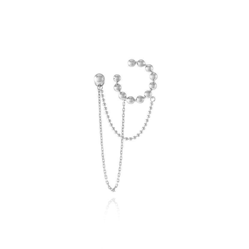 Mismatched Ball Stud & Cuff Chain Earrings