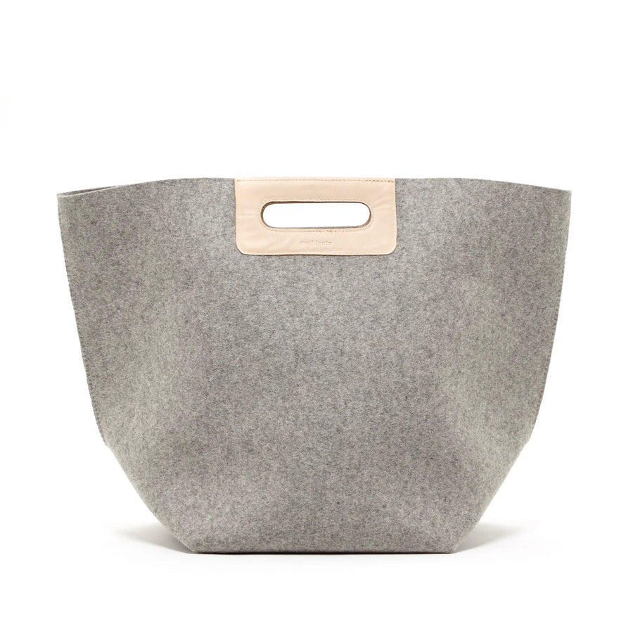 Korb Tote Bin - Granite Felt, Natural Leather - TheHans