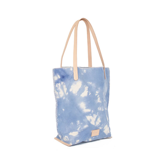 Hana Tote - Sky Tie Dye Canvas, Natural Leather - TheHans