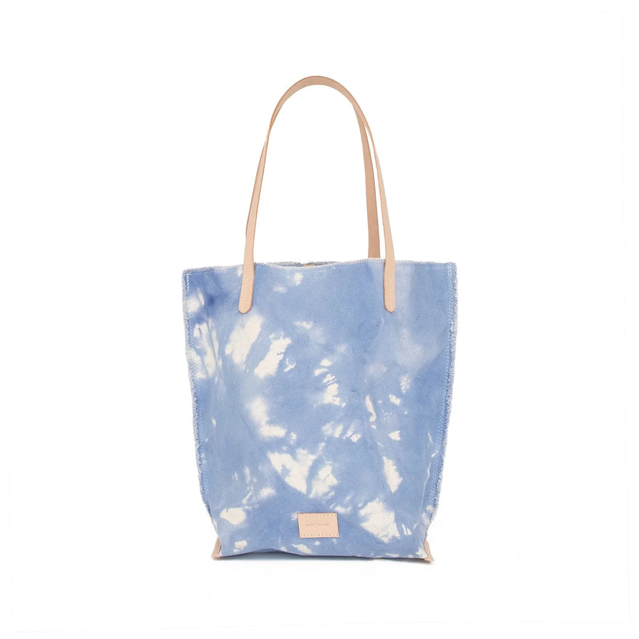 Hana Tote - Sky Tie Dye Canvas, Natural Leather - TheHans