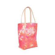 Hana Tote - Tropic Tie Dye Canvas, Natural Leather - TheHans