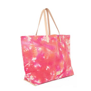 Hana Boat Bag - Tropic Tie Dye Canvas, Natural Leather - TheHans