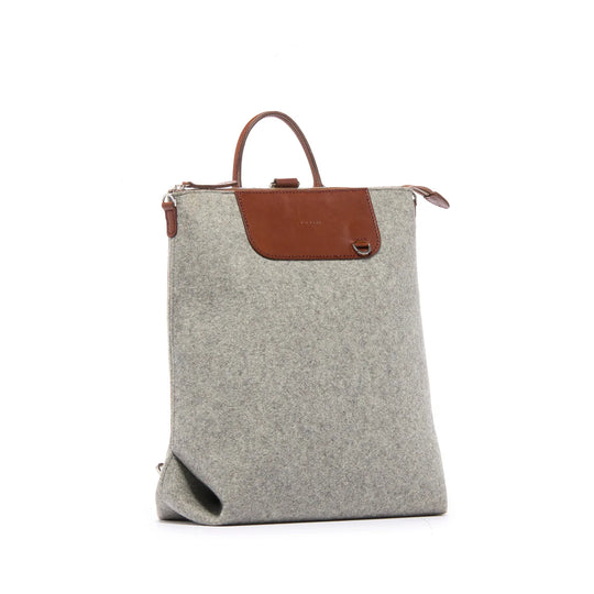 Bedford Backpack Granite Felt, Sienna Leather - TheHans