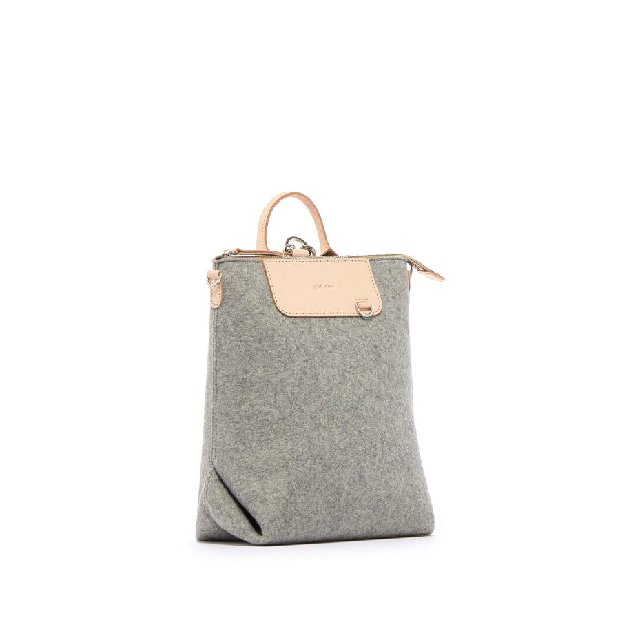 Bedford Backpack Mini Granite Felt, Natural Leather - TheHans