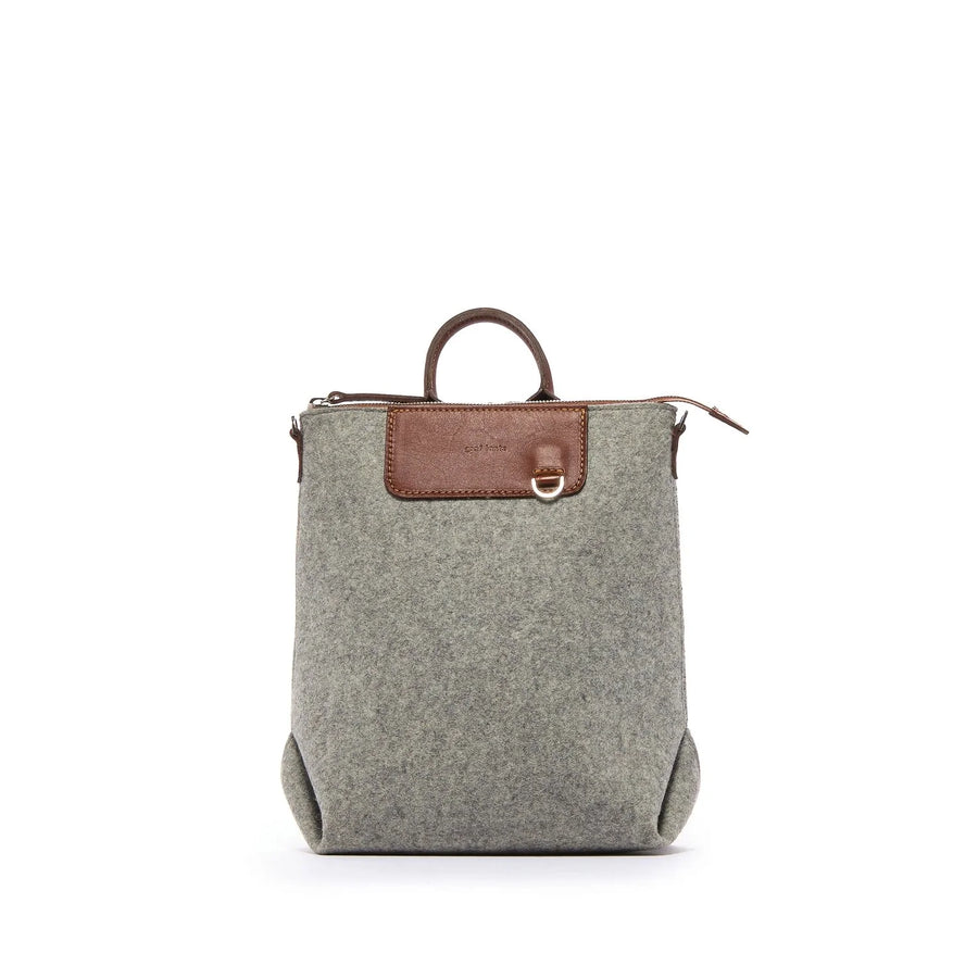 Bedford Backpack Mini Granite Felt, Sienna Leather - TheHans