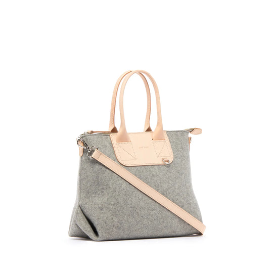 Bedford Satchel - Granite Felt, Natural Leather - TheHans