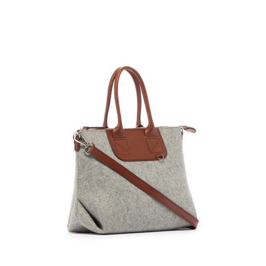 Bedford Satchel - Granite Felt, Sienna Leather - TheHans