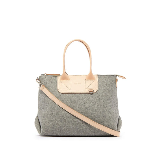 Bedford Satchel - Granite Felt, Natural Leather - TheHans