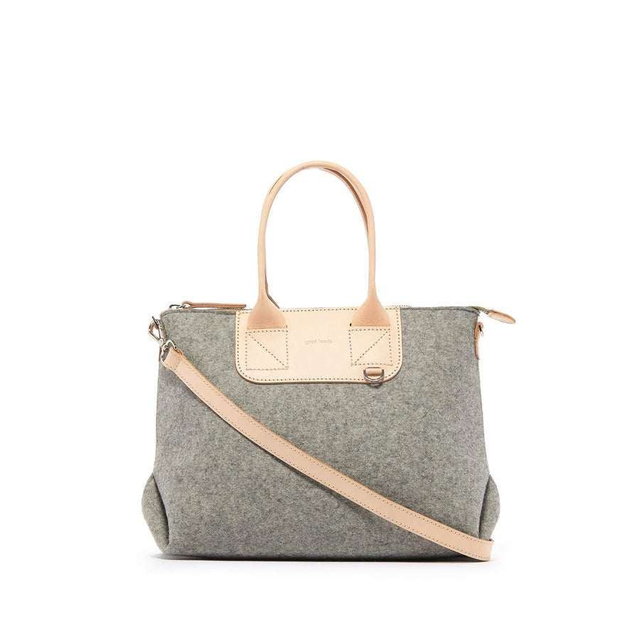 Bedford Satchel - Granite Felt, Natural Leather - TheHans