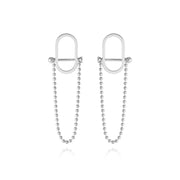 Lock Motif Ball Chain Drop Earrings Silver/Gold