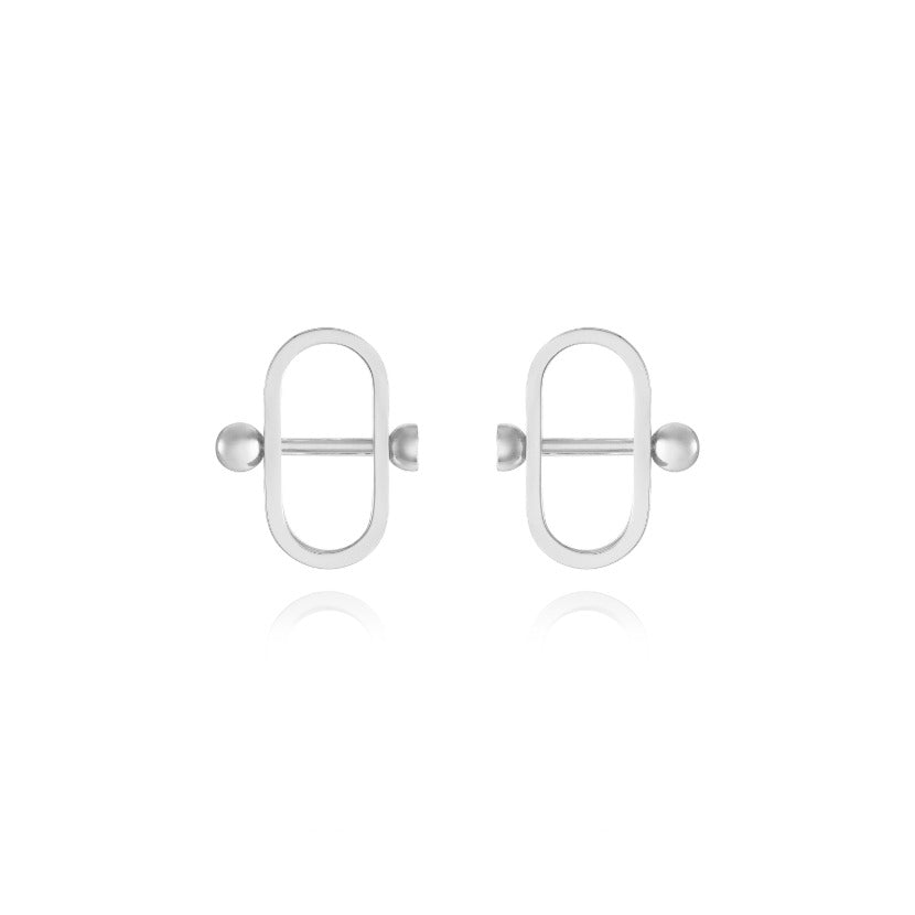 Lock Motif Stud Earrings Silver/Gold