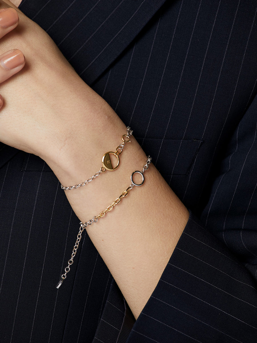 Silver & Gold Two-Tone Logo Signet Bracelet