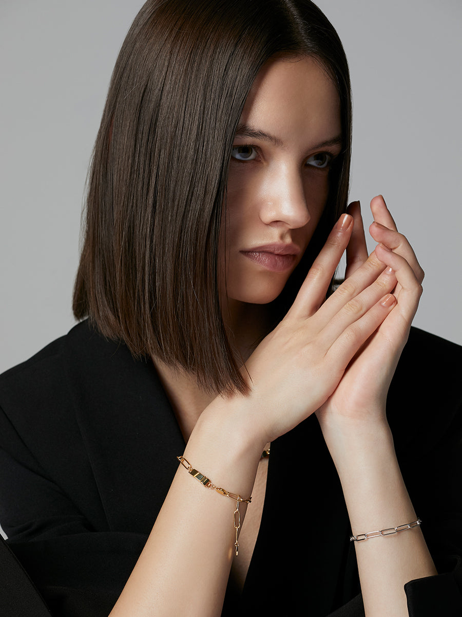 Gold Square Clip Chain Bracelet