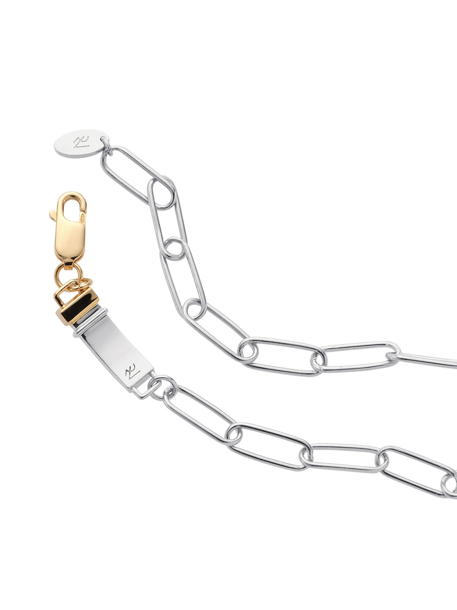 Two-Toned Square Clip Chain Bracelet