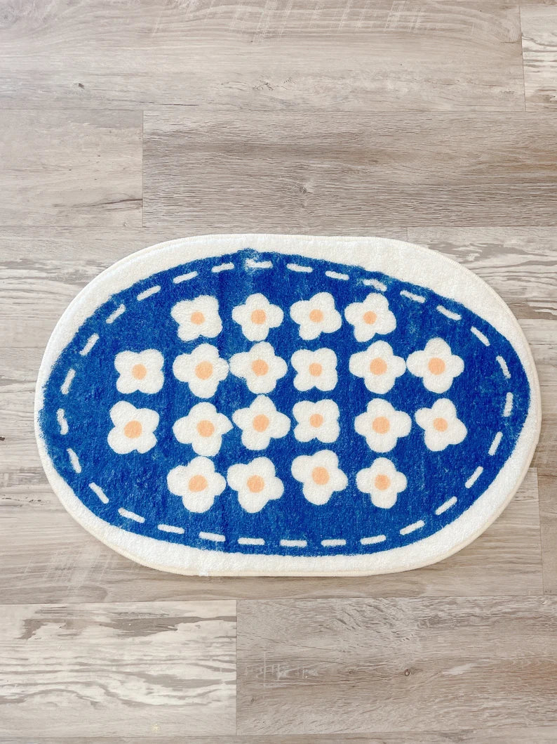 Blue Rug, Small Rug, Cute Rug 30” x 20”