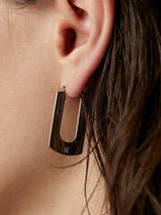 Silver Rectangle-Flat French Lock Earrings