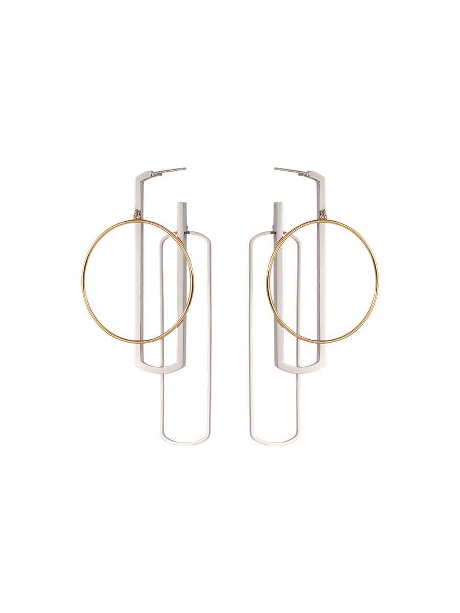 925 Sterling Silver Two-Tone an Object Earrings