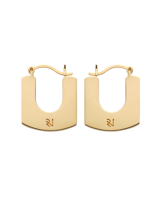 Silver & Gold Square-Flat French Lock Earrings