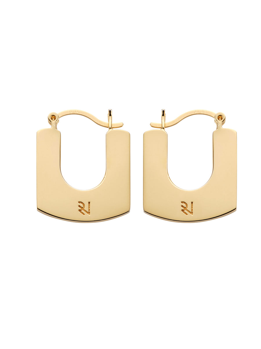 Silver & Gold Square-Flat French Lock Earrings