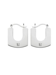 Silver & Gold Square-Flat French Lock Earrings