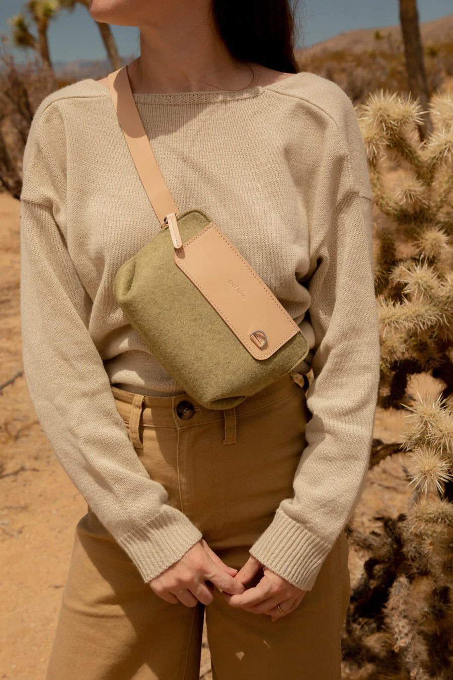 Bedford Belt Bag - Sage Felt, Natural - TheHans