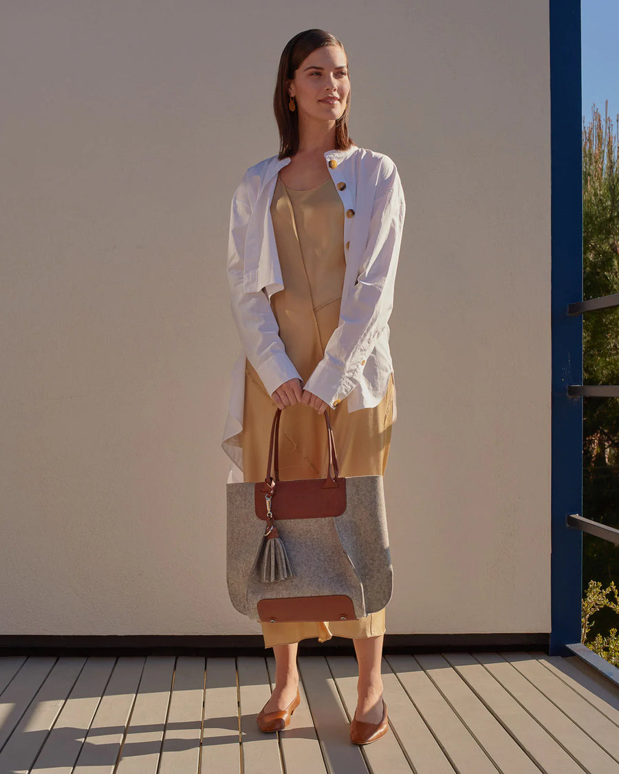 Frankie Petite - Granite Felt, Sienna Leather - TheHans