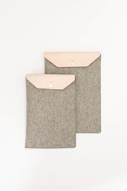 Laptop Sleeve 13" - Granite Felt, Natural Leather - TheHans