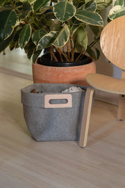 Korb Tote Bin - Granite Felt, Natural Leather - TheHans