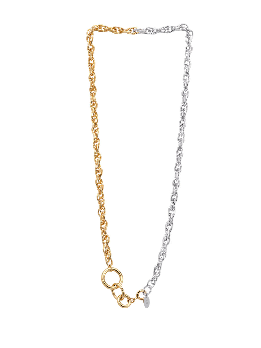 Silver Gold Two-Toned Rope Chain Necklace