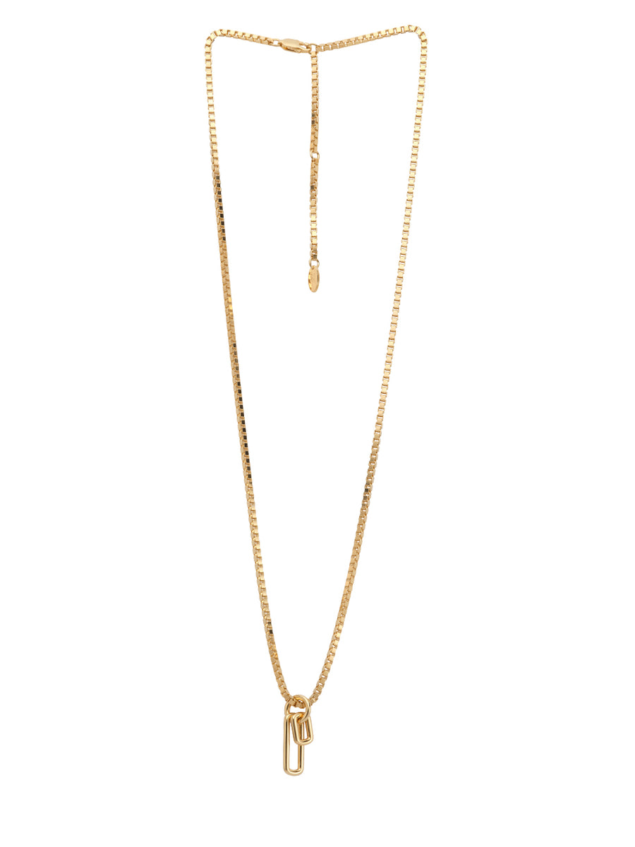 14 Gold Vermeil Lock-Motif Pendant Necklace