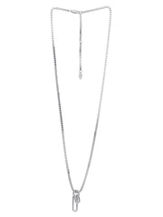 Silver Lock-Motif Pendant Necklace