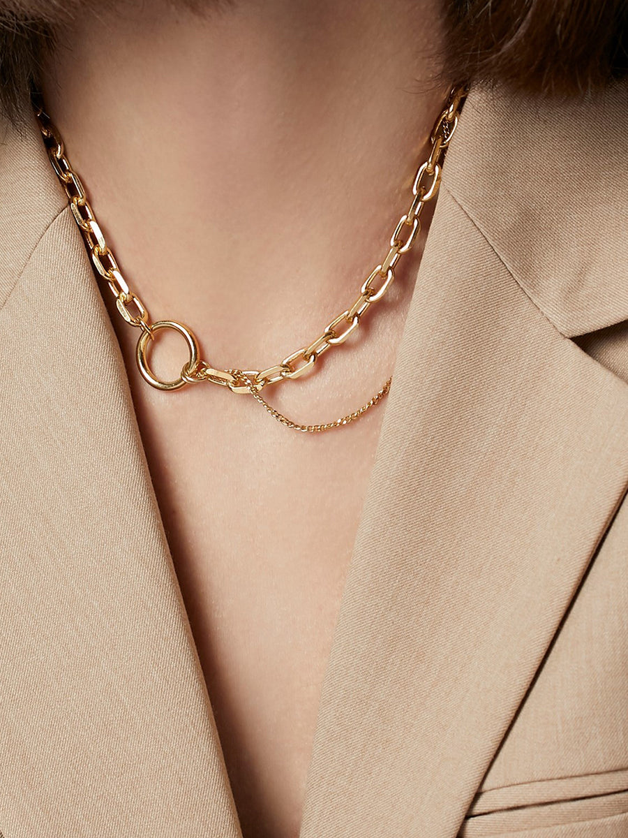 Beck Round Box Chain Necklace in 18k Gold Vermeil