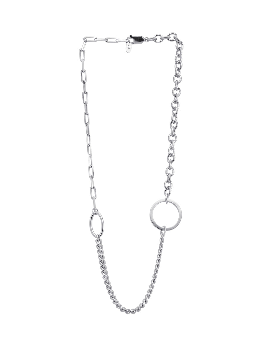 925 Sterling Silver Curve & Cable Chain Necklace