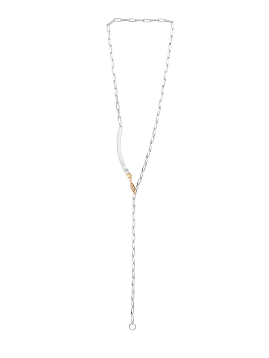 925 Sterling Silver Two-Toned Long-Bar Necklace