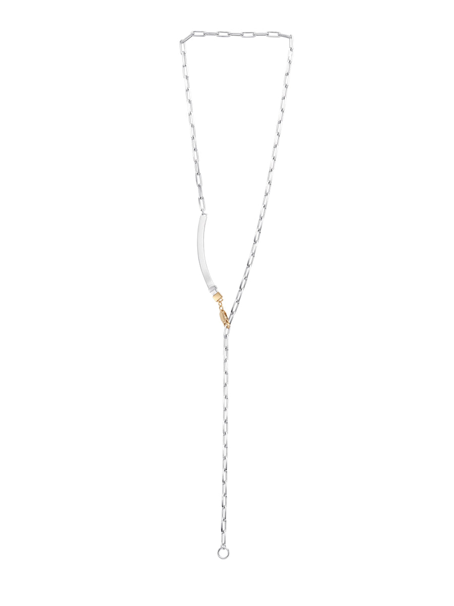 925 Sterling Silver Two-Toned Long-Bar Necklace