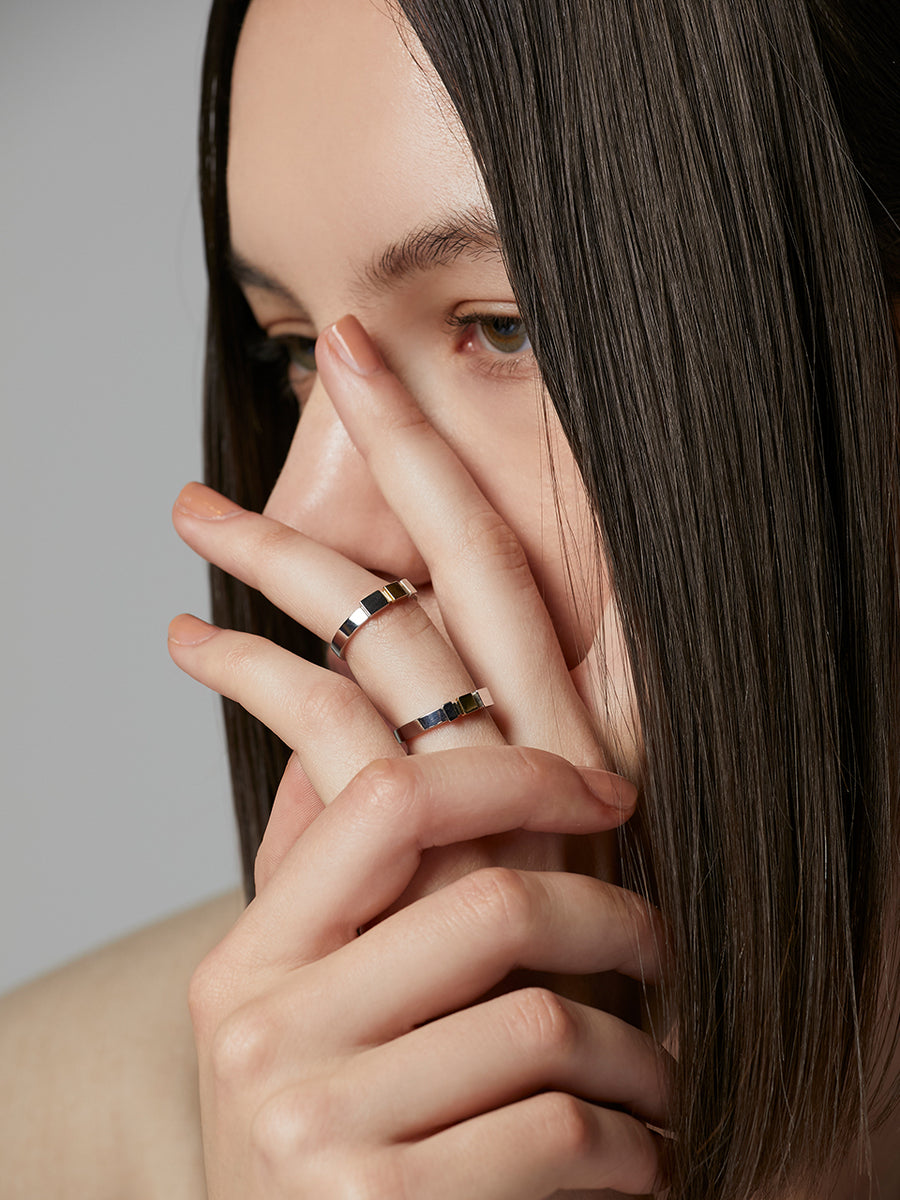 Silver & Gold Two-Tone Steppingstone Ring