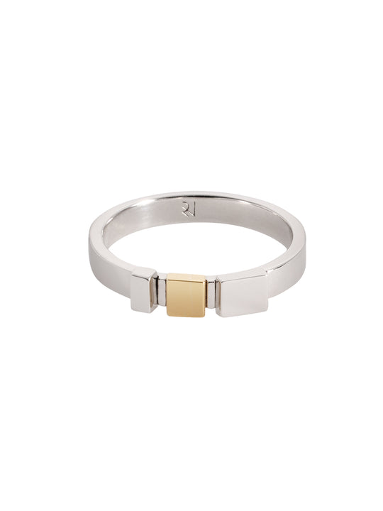 Silver & Gold Two-Tone Steppingstone Ring