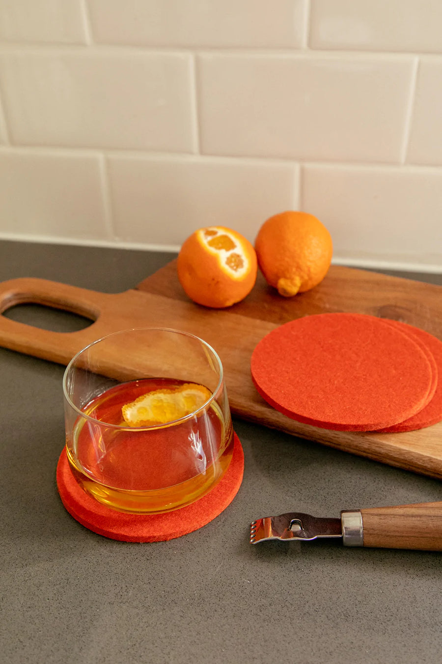 Coaster Round 4 Pack - Tomato Felt - TheHans