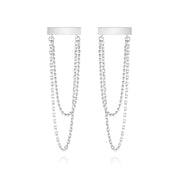 Square-bar Double-line Drop Earrings