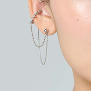 Mismatched Ball Stud & Cuff Chain Earrings