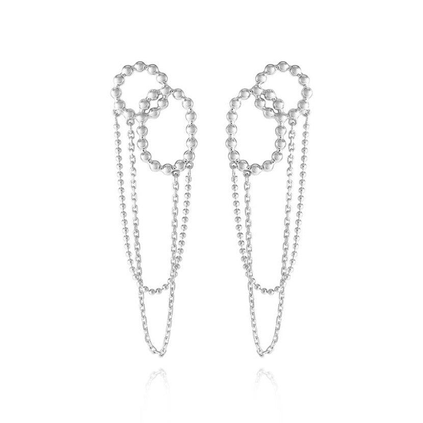 Mixed-circular Double Chain Drop Earrings