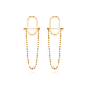 Lock Motif Ball Chain Drop Earrings Silver/Gold