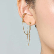 Mismatched Ball Stud & Cuff Chain Earrings